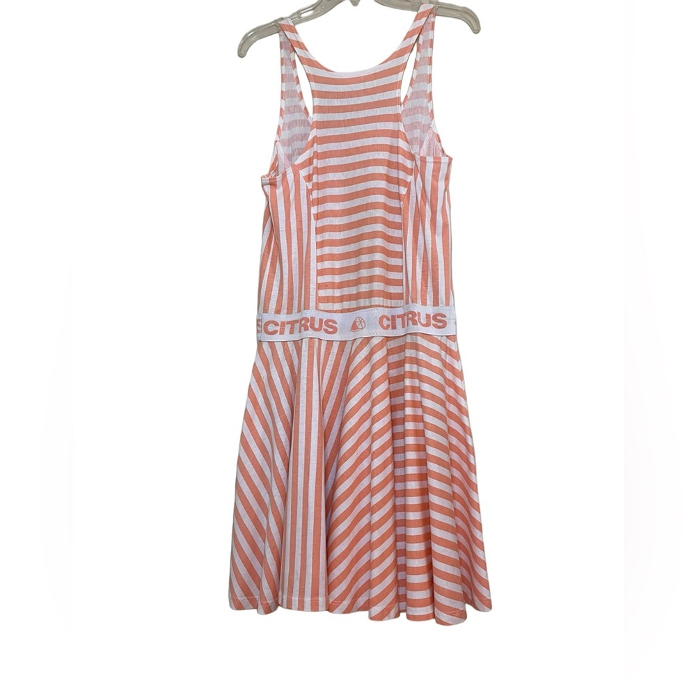 VINTAGE CITRUS SUNDRESS Peach and White Size L Fit and Flare Style Pastel Orange - Picture 4 of 9